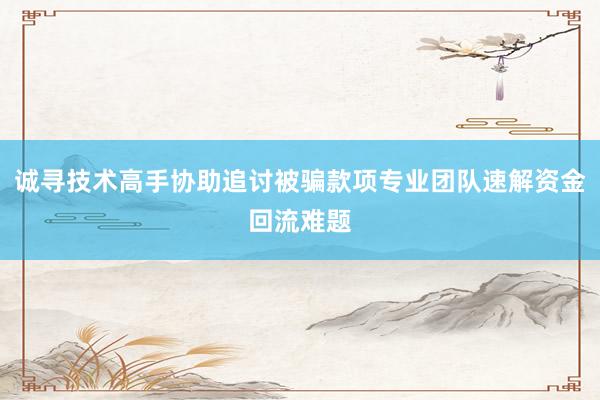 诚寻技术高手协助追讨被骗款项专业团队速解资金回流难题